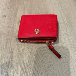 Tory Burch Bifold Red Leather Wallet